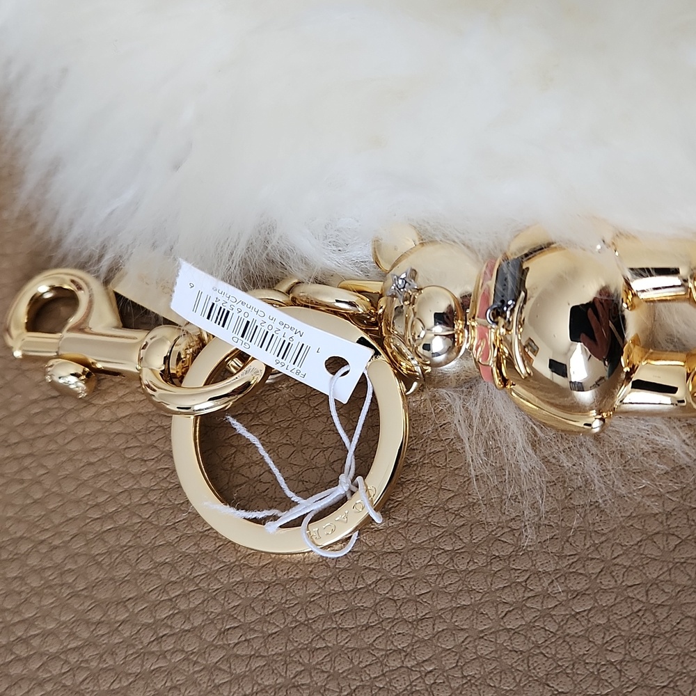 NWT IOB Coach Gold Teddy Bear Key Ring Or Bag Charm 💛🧸🎁 - Picture 3 of 13